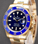 Submariner 41mm in Yellow Gold with Black Ceramic Bezel on Bracelet with Blue Dial