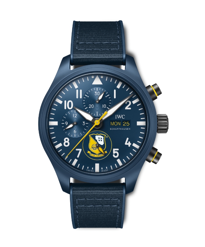 Pilots Chronograph Blue Angels 44.5mm in Blue Ceramic on Blue Rubber Strap with Blue Dial