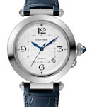 Pasha Mens 35mm Automatic in Steel on Blue Crocodile Leather Strap with Silver Dial
