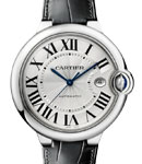 Ballon Bleu de Cartier 42mm in Steel on Black Crocodile Leather Strap with Silver Roman Dial