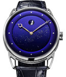 DB25 Moon Phase Starry Sky in White Gold on Blue Crocodile Leather Strap with Deep Blue Diamond Dial