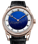 DB 25 Starry Varius in Rose Gold with Diamond Bezel on Black Crocodile Leather Strap with Silver and Blue Dial