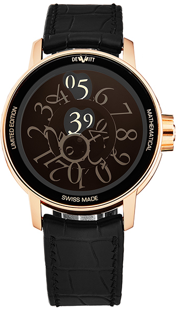 Academia Mathematical 42.5mm in Rose Gold on Black Crocoddile Leather Strap with Black Dial