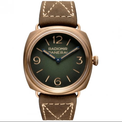 PAM 760 - Radiomir Bronzo 47mm in Bronze on Brown Leather Strap with Green Dial