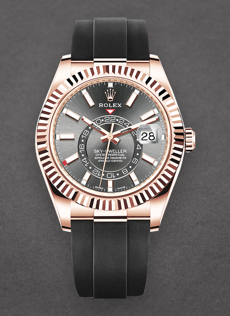 Pre-Owned Rolex Sky Dweller 42mm in Rose Gold with Fluted Bezel