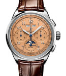 Premier B25 Datora 42MM in Steel on Brown Crocodile Leather Strap with Silver Dial