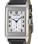 Reverso Grande Date in Steel on Black Crocodile Leather Strap with Silver Dial