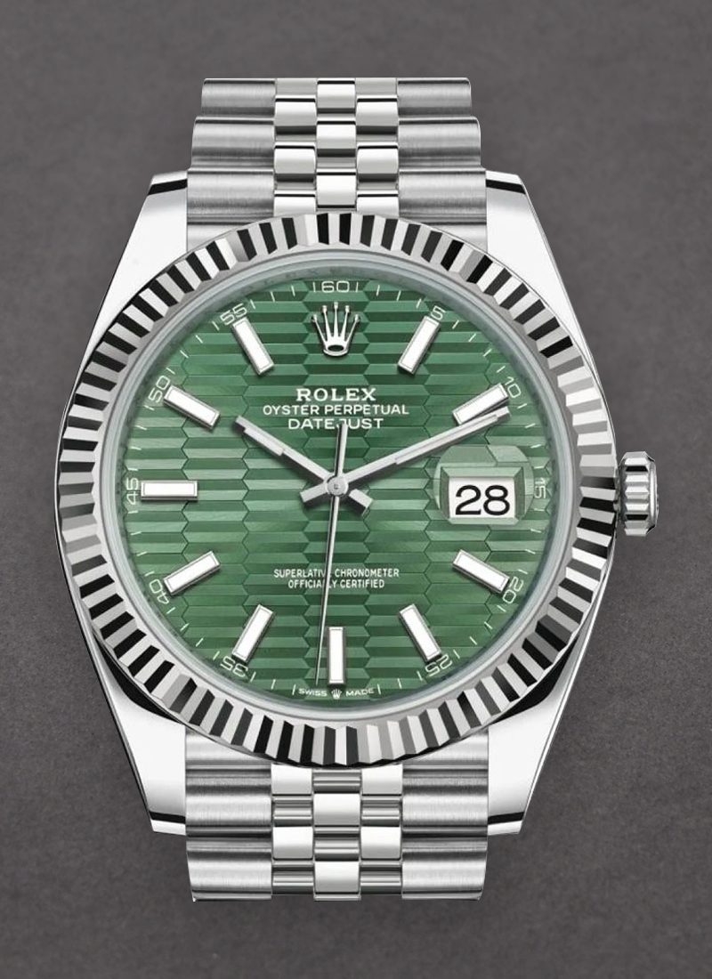 Rolex Unworn Datejust 41mm in Steel with WG Fluted Bezel