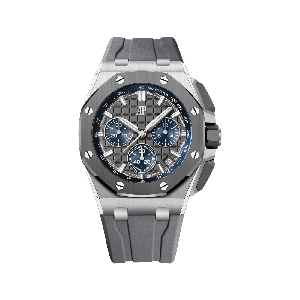 Royal Oak Offshore Chronograph in Titanuium Grey Rubber Interchangable Strap and Grey Dial - Blue Subdials