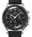 Speedmaster Moonwatch Chronometer in Steel with Black Bezel on Black Fabric Strap with Black Dial