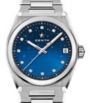 Defy Midnight 36mm Automatic in Steel on Steel Bracelet with Blue Diamond Dial