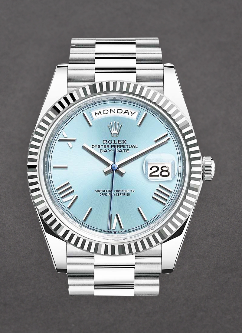 Rolex Unworn Day-Date Platinum President with Fluted Bezel