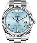 Day-Date Platinum President with Fluted Bezel on President Bracelet with Glacier Blue Roman Dial