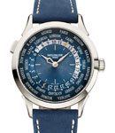 World Time 5230G New York in Platinum on Blue Leather Strap with Blue Dial
