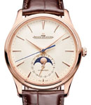 Master Ultra Thin Moon 39mm in Rose Gold on Brown Alligator Leather Strap with Beige Dial