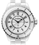 J12 Quartz in White Ceramic on Ceramic Bracelet with White Dial