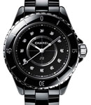 J12 Quartz in Black Ceramic on Ceramic Bracelet with Black Dial