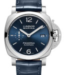PAM 1393 - Luminor Marina 42mm in Steel on Blue Crocodile Leather Strap with Blue Dial