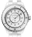 J12 Quartz in White Ceramic on Ceramic Bracelet with White Dial