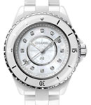 J12 Quartz in White Ceramic on Ceramic Bracelet with Mother of Pearl Dial