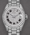 Datejust 28mm in White Gold with Diamond Bezel on White Gold Pave Diamond Bracelet with Pave Diamond Dial