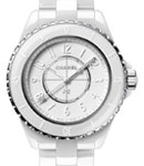 J12 Quartz in White Ceramic on Ceramic Bracelet with White Dial