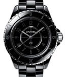 J12 Quartz in Black Ceramic on Ceramic Bracelet with Black Dial