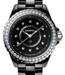 J12 Quartz in Black Ceramic on Ceramic Bracelet with Black Dial
