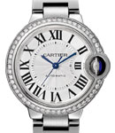 Ballon Bleu in Steel with Diamond Bezel on Steel Bracelet with Silver Dial