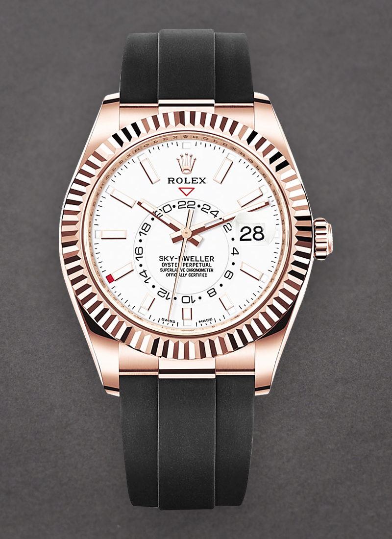 Pre-Owned Rolex Sky Dweller 42mm in Rose Gold with Fluted Bezel