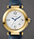 Pasha Yellow Gold on Leather Strap with Silver Dial