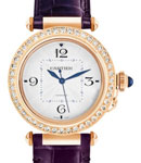 Pasha Rose Gold With Diamonds Bezel on Leather Strap with Silver Dial