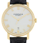 Classique Automatic in Yellow Gold with Diamond Bezel on Leather Strap with White Dial