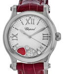 Happy Sport in Stainless Steel on Leather Strap with White Dial