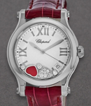 Happy Sport in Stainless Steel on Leather Strap with White Dial