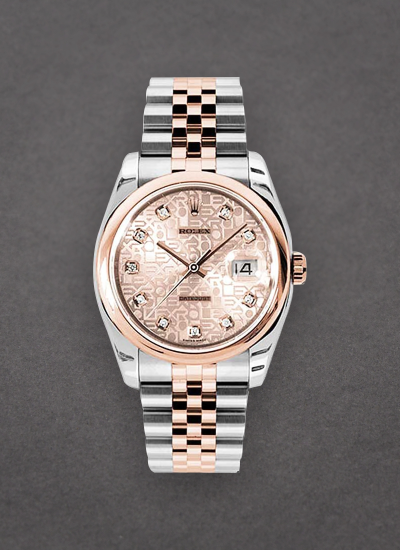 Pre-Owned Rolex Datejust 36mm in Steel with Rose Gold Smooth Bezel