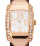 La Strada in Rose Gold with Diamonds on Leather Strap with White Dial