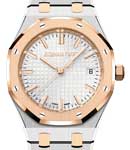 Royal Oak 34mm 50th Anniversary in Steel with Rose Gold Bezel On Steel and Rose Gold Bracelet with Silver Textured Dial