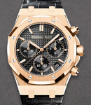 Royal Oak Chronograph 50th Anniversary 41mm in Rose Gold on Strap with Black Grande Tapisserie Dial