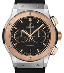 Classic Fusion in Titanium with Rose Gold Bezel on Rubber Strap with Black Dial