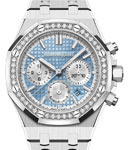 Royal Oak Chronograph 38mm in Steel with Diamond Bezel on Steel Bracelet with Sky Blue Dial