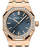 Royal Oak 37mm 50th Anniversary in Rose Gold with Diamond Bezel on Rose Gold Bracelet with Blue Dial