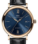 Portofino Automatic in Rose Gold on Leather Strap with Blue Dial