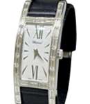 Imperiale in White Gold with Baguette Bezel on Satin Strap with Silver Dial