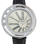 Classics in White Gold set with Diamonds on Leather Strap with Beige Dial
