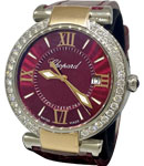 Imperiale in Stainless Steel & Rose Gold with Diamond Bezel on Red Leather Strap with Red Dial