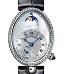 Reine De in White Gold & Diamond on Black Strap with Mother of Pearl Dial
