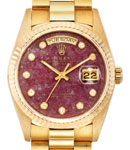 President Day-Date 36mm in Yellow Gold with Fluted Bezel on President Bracelet with Grossular Diamond Dial
