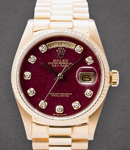 President Day-Date 36mm in Yellow Gold with Fluted Bezel on President Bracelet with Grossular Diamond Dial