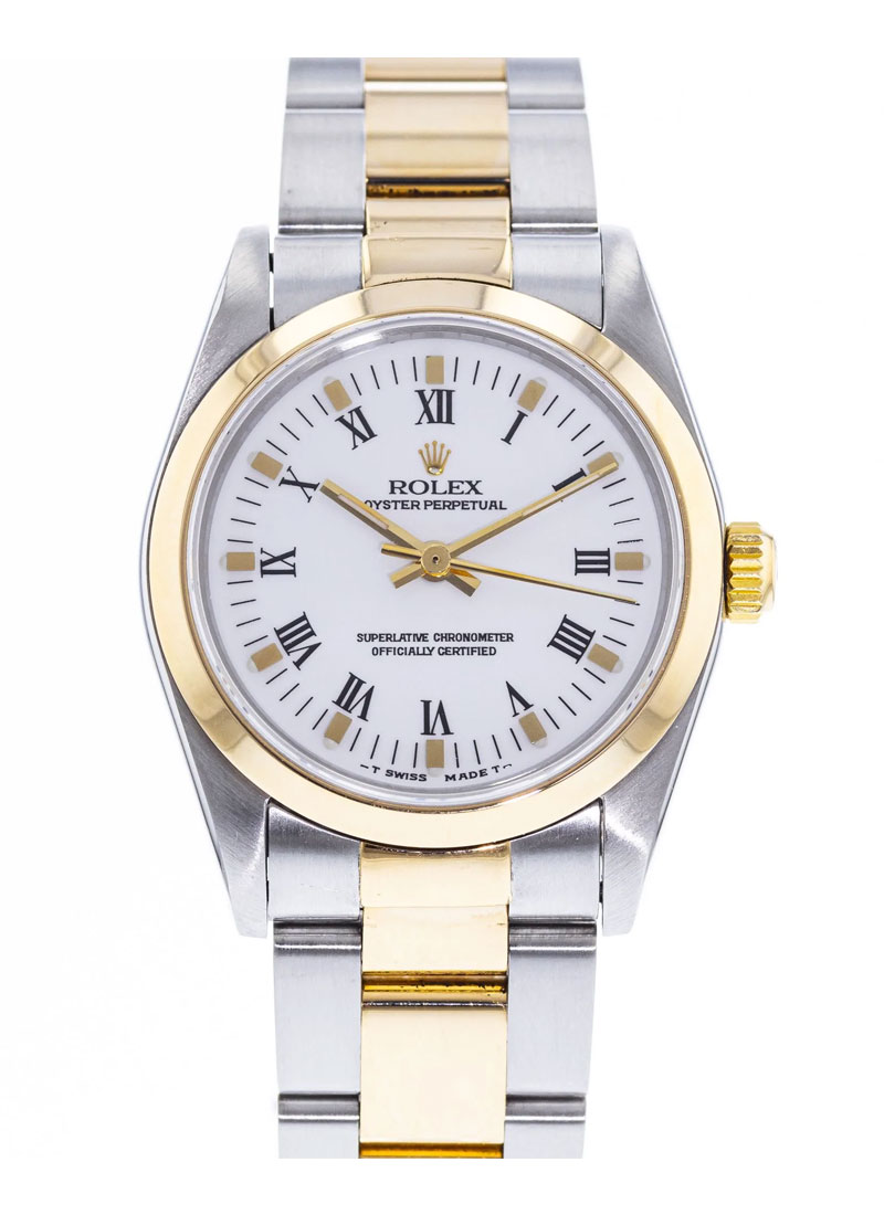 Pre-Owned Rolex Oyster Perpetual 31mm in Steel wtih Yellow Gold Smooth Bezel